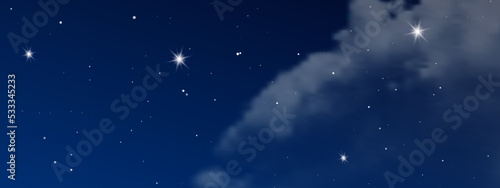 Night sky with clouds and many stars