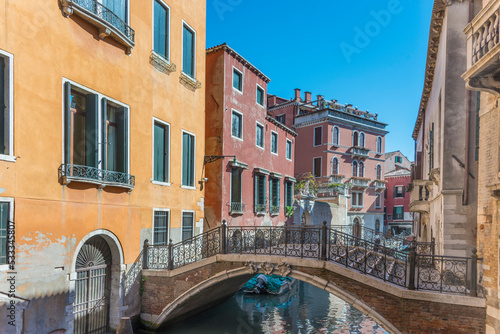 Old buildings in the Interior or internal channels in Venice. Italy, 2019