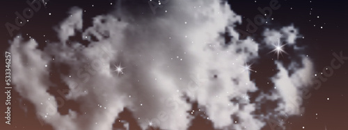 Night sky with clouds and many stars