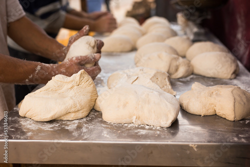 process of making bread. dough kneading