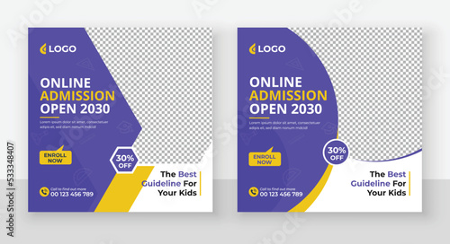 School Admission Social Media Post Design, Back to School Social Media Post Template