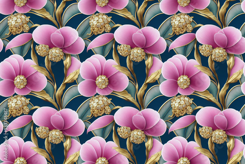 Beautiful realistic jewelry wallpaper. Seamless repeat pattern for wallpaper, fabric and paper packaging, curtains, duvet covers, pillows, digital print design photo