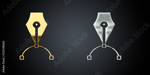 Golden and silver edit icon, minimal rewrite symbol on black background. 3d rendering, edit vector icon, modern and luxury edit icon