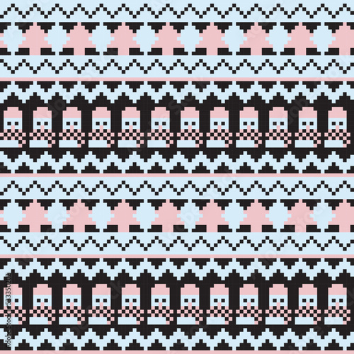 Christmas Snowman Fair Isle Seamless Pattern Design