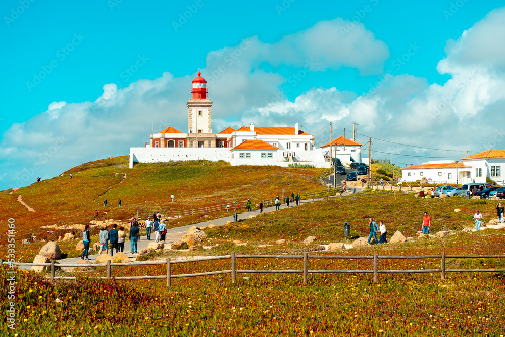 Portugal, Sintra, May 2022 View of the Cabo da Roca Lighthouse. Sintra