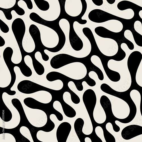 Vector seamless pattern. Free form organic shapes. Stylish structure of natural spots. Hand drawn abstract background. Can be used as swatch in Illustrator. Monochrome spotty print.