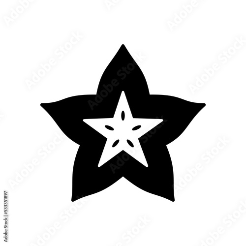 Carom, Carambola, Starfruit vector glyph icon
