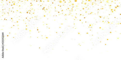 Yellow gold glitter confetti on white background. Vector