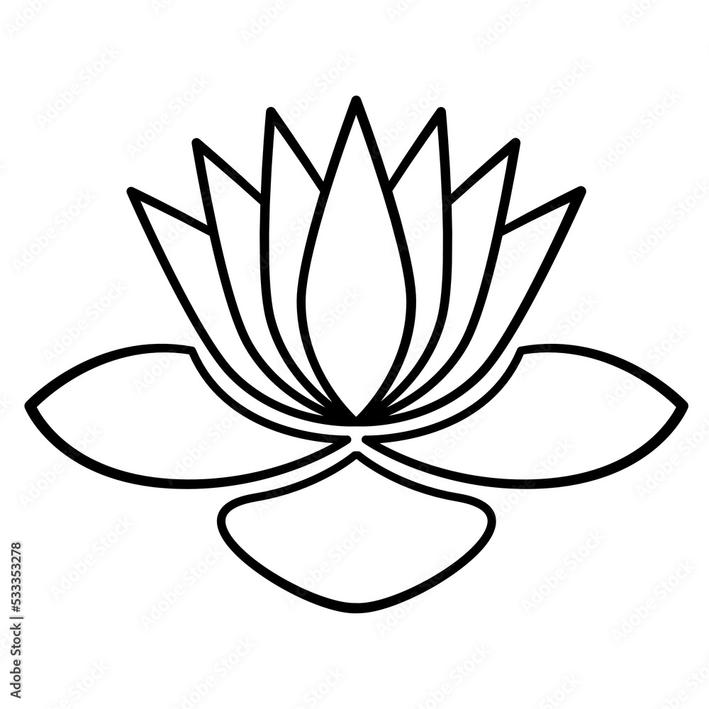 Lotus line art icon illustration. PNG with transparent background Lotus line art icon illustration. PNG with transparent background