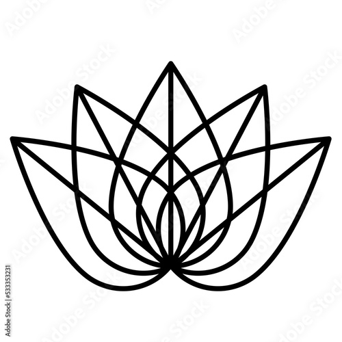 Lotus line art icon illustration. PNG with transparent background