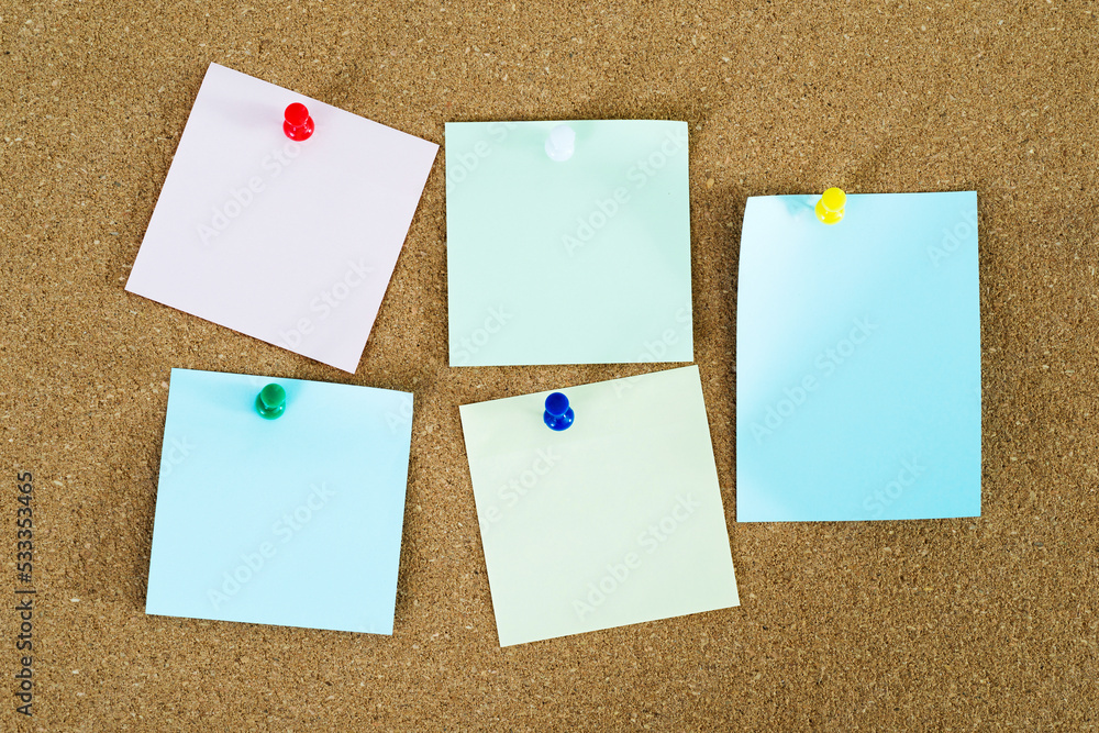 Many reminder notes on cork wood Many reminder notes on cork wood