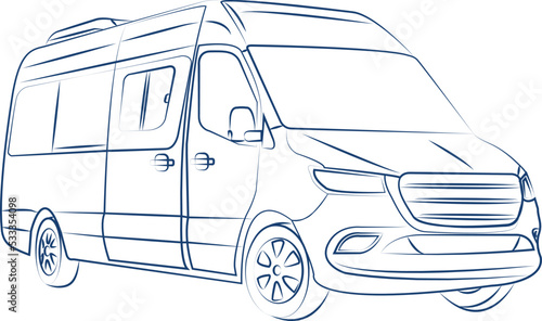 Hand drawn minibus