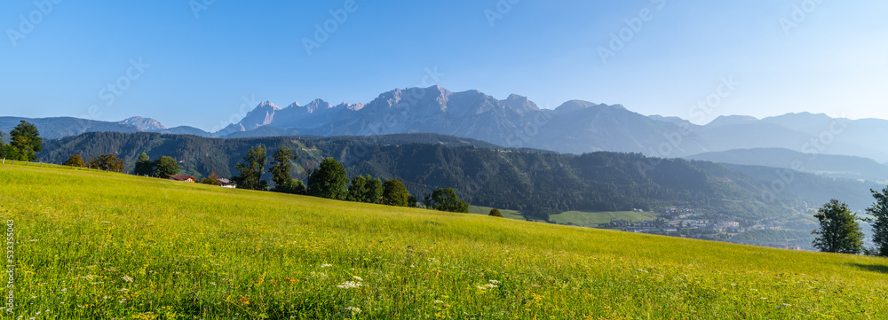 Panoramic view of Dachstein Mountain Group from Schladming