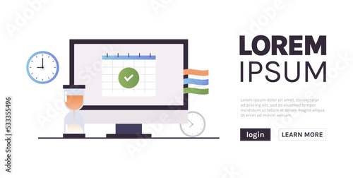 Schedule planning and work tasks, filling checklist, making schedule using calendar, business organization concept flat vector illustration.