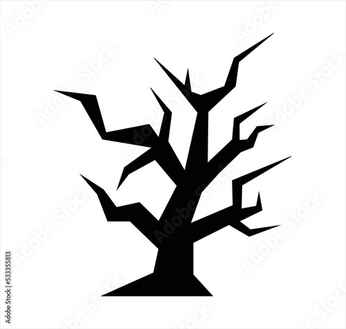 Vector horror halloween tree on white background llustration