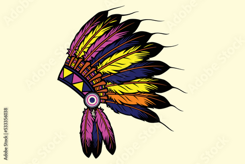 Headdress, Native American Headdress Sublimation Png, Native American Colorful Headdress T shirt Design,