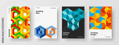 Simple mosaic shapes booklet layout bundle. Premium poster design vector concept composition.