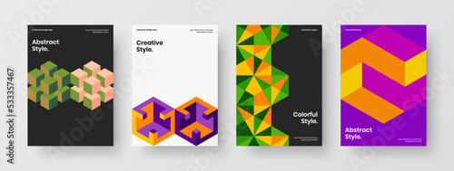 Clean geometric pattern banner concept bundle. Abstract catalog cover design vector template collection.