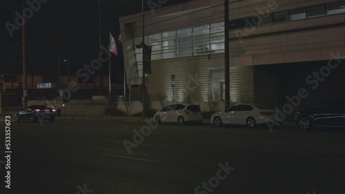 Night Time exterior Police Station Law Enforcement Agency New York photo