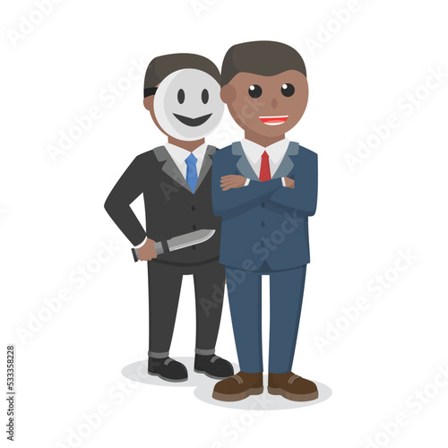 businessman african ready to stab in the back design character on white background