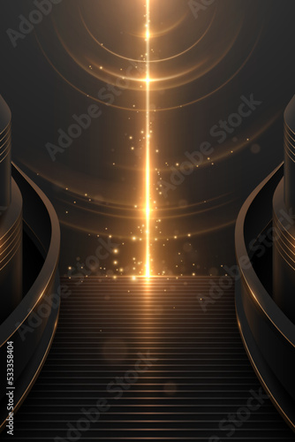 Black and gold stairs with light effect
