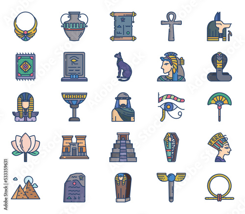 Egyptian symbols icon set