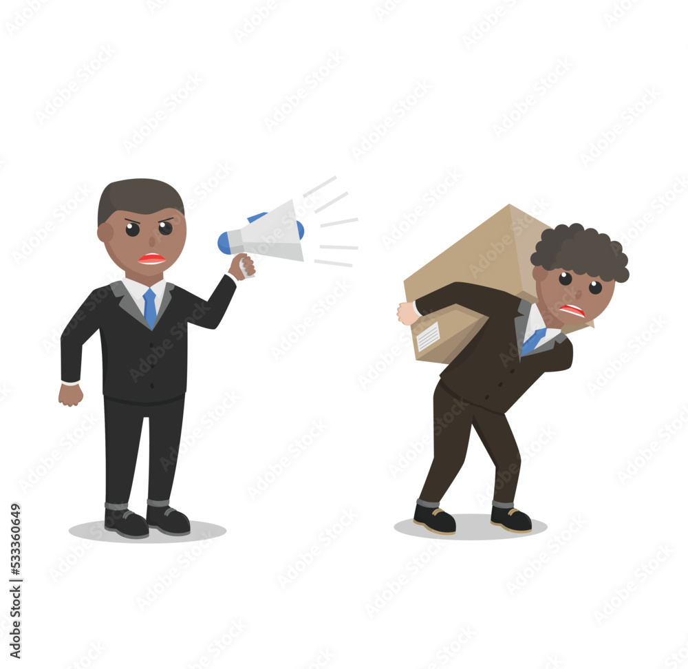 businessman african forced to work hard design character on white background businessman african forced to work hard design character on white background