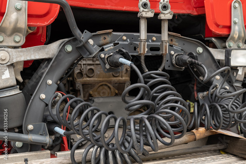 truck compressed air lines close up