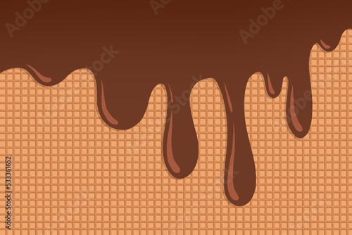 Waffle Background with Chocolate 
 photo