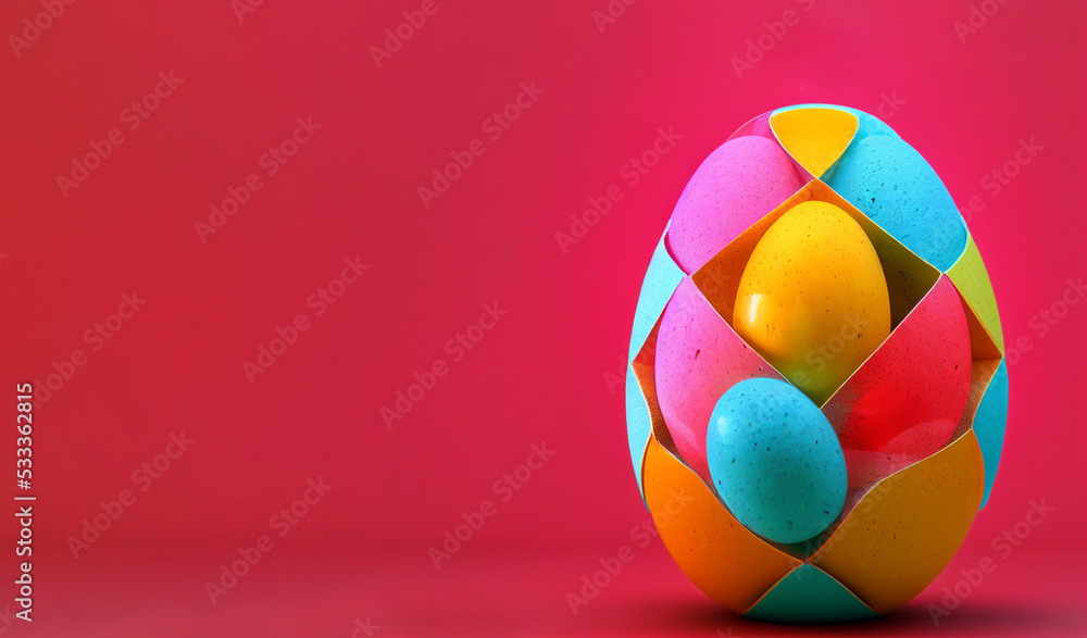 Colorful Easter eggs on a pastel pink background. Colorful Easter eggs on a pastel pink background.
