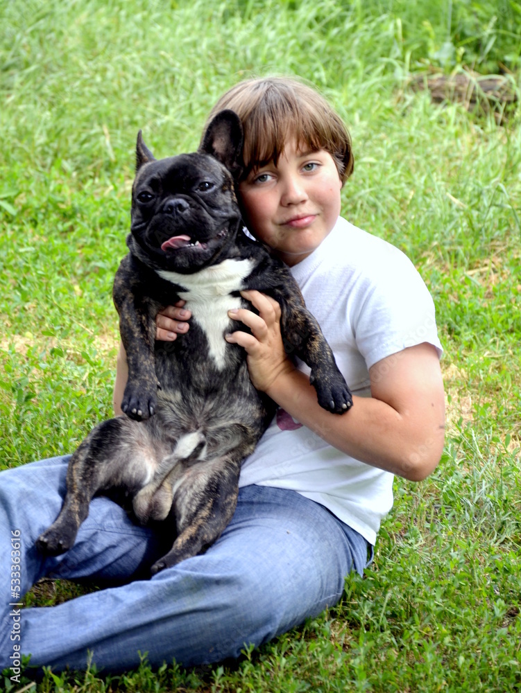 child and dog child and dog