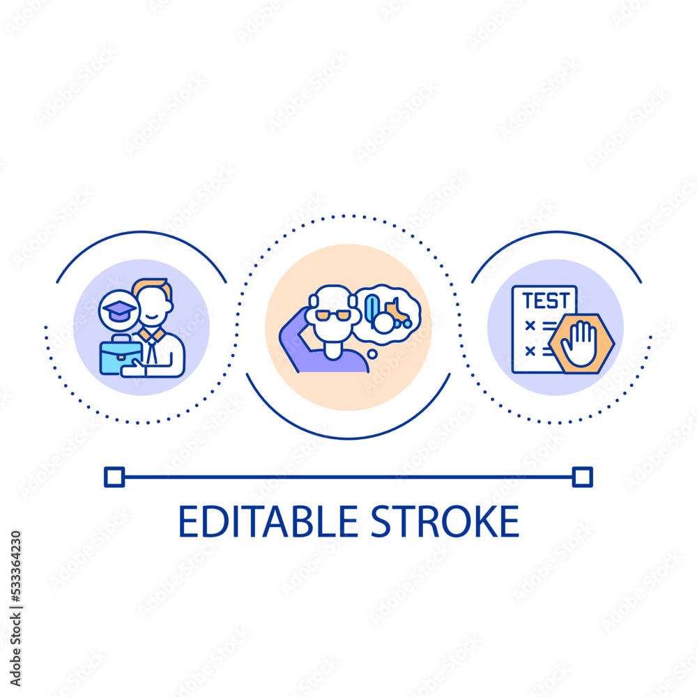 Lifelong learning loop concept icon. Gain knowledge, skills. Ongoing and continuous education abstract idea thin line illustration. Isolated outline drawing. Editable stroke. Arial font used Lifelong learning loop concept icon. Gain knowledge, skills. Ongoing and continuous education abstract idea thin line illustration. Isolated outline drawing. Editable stroke. Arial font used