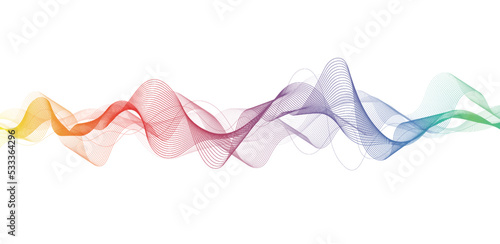 Abstract colorful wave lines on white background for elements in concept business presentation, Brochure, Flyer, Science, Technology. Vector illustration