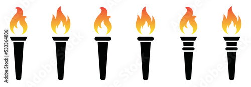 Torch fire icon. Burning torch icon, vector illustration