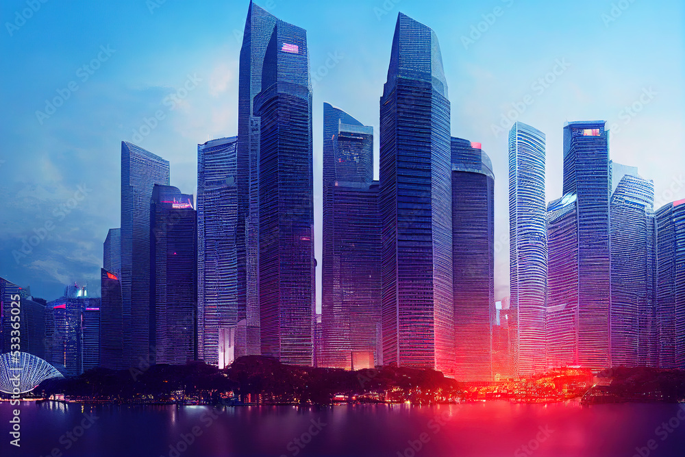 Conceptual Ai Generated Image (not actual) - Exterior view of the city of Singapore the capital of the country of Singapore