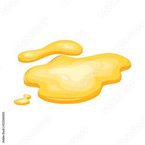 Puddle of yellow oil isolated. Honey, urine or gasoline gold liquid. Cartoon style vector illustration