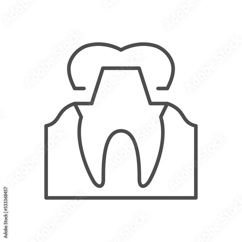 Tooth crown line outline icon