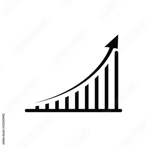 growing graph, bar chart, Flat icon isolated on the white background, flat design vector illustration.