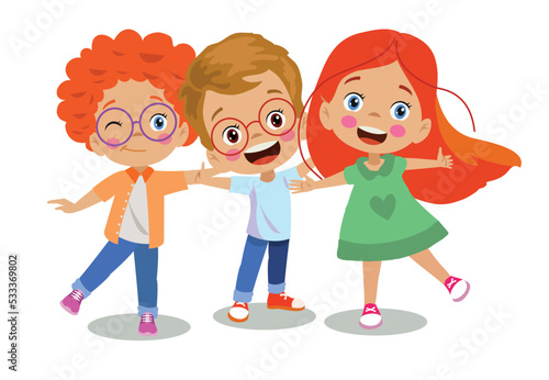 cute happy friends hugging students
