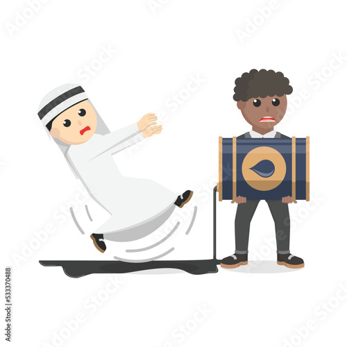 businessman african slipped by oil design character on white background