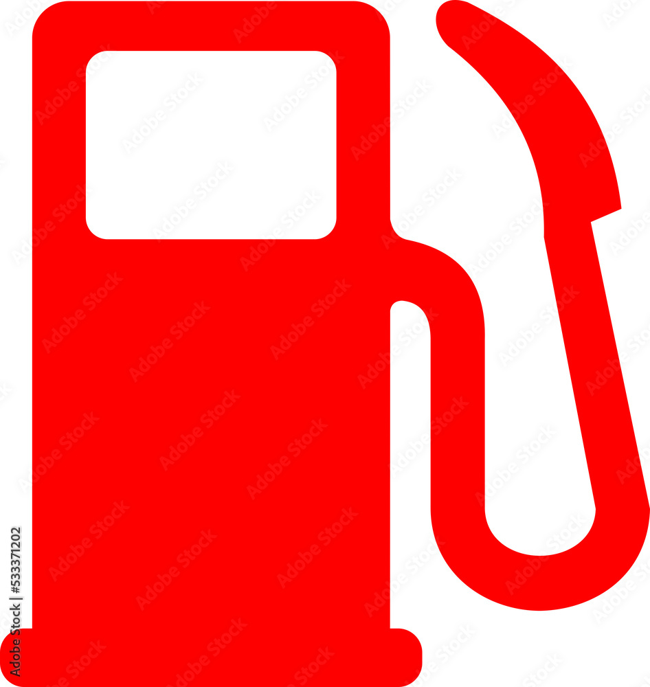 Red fuel pump icon on a transparent background