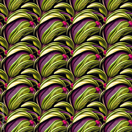 Seamless pattern of stylized garden fruits  abstract background