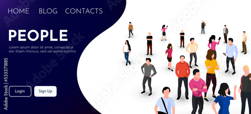 Large group of people on white background. People crowd concept.