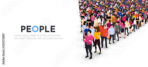 Large group of people on white background. People crowd concept.