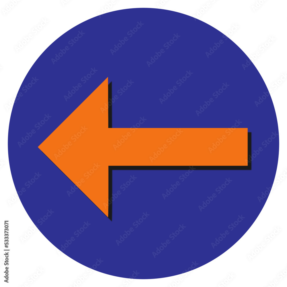 Orange arrow left on dark blue background. road direction sign vector illustration
Orange arrow left on dark blue background. road direction sign vector illustration