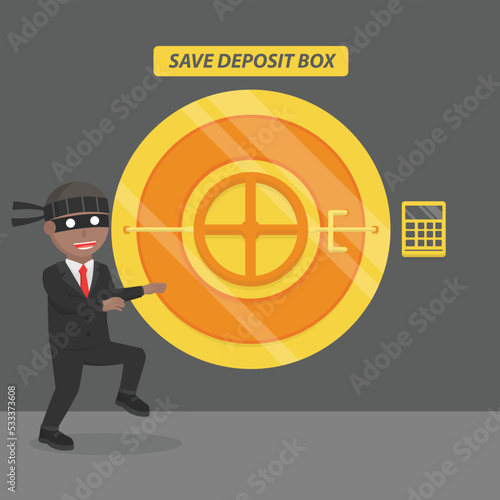 businessman african thief stole safes design character on white background
