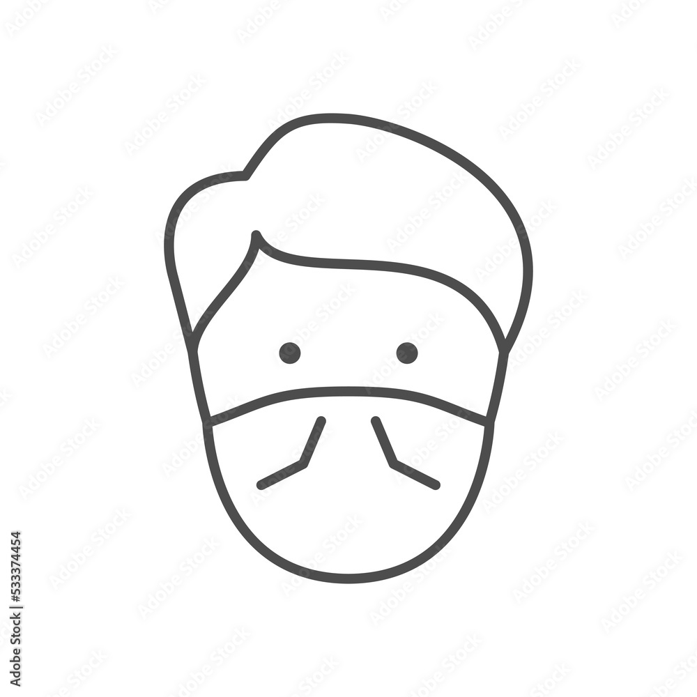 Person with face mask line icon