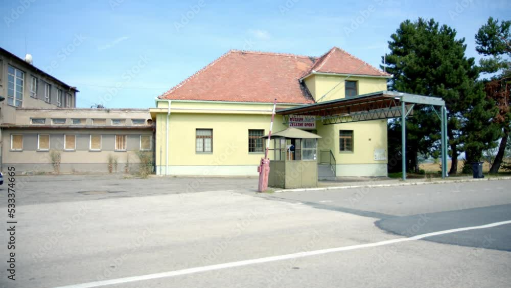 Old Soviet Border Post Between Schrattenberg And Valtice - View Of An Empty Guard House And Barrier Gate - sideways Old Soviet Border Post Between Schrattenberg And Valtice - View Of An Empty Guard House And Barrier Gate - sideways