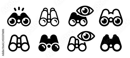 Binoculars icon set. Vector illustration.