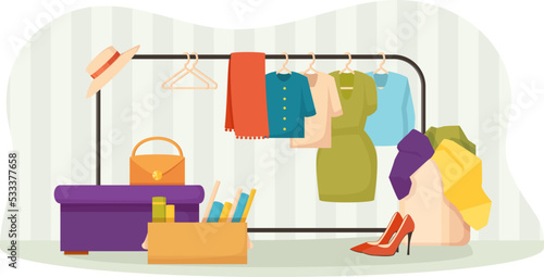 Sale of vintage clothes, shoes, books and accessories